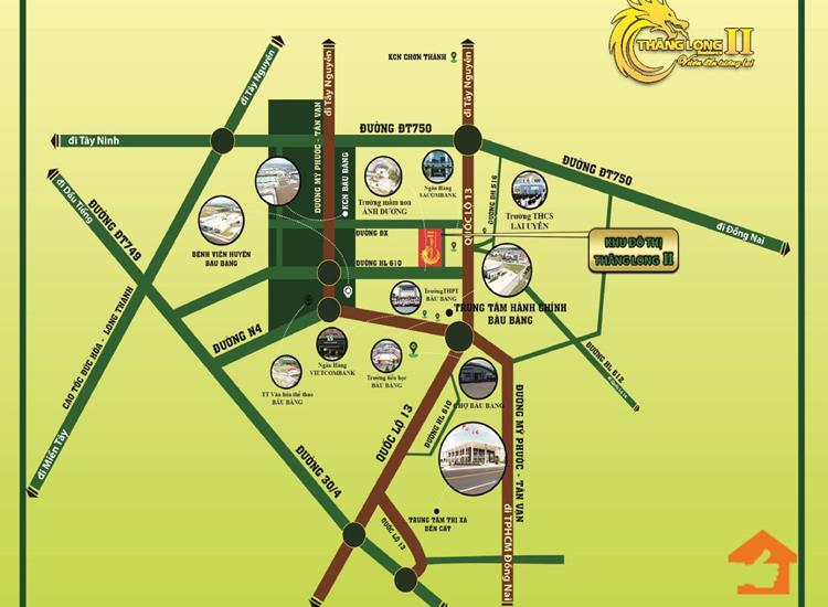 Vị trí dự án Thăng Long Central City Bàu Bàng