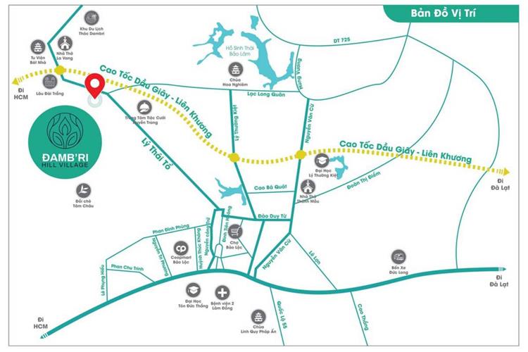 Dambri Hill Village toa lạc gần kề tuyến cao tốc Dầu Giây - Liên Khương