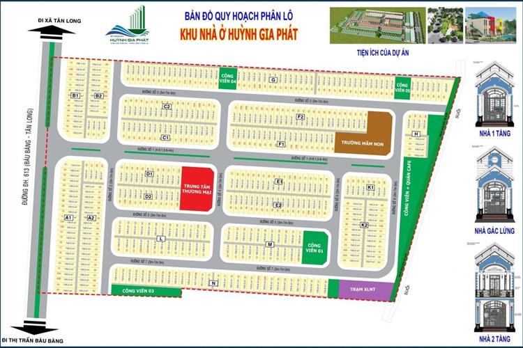 Mặt bằng phân lô dự án Huỳnh Gia Residence Bàu Bàng