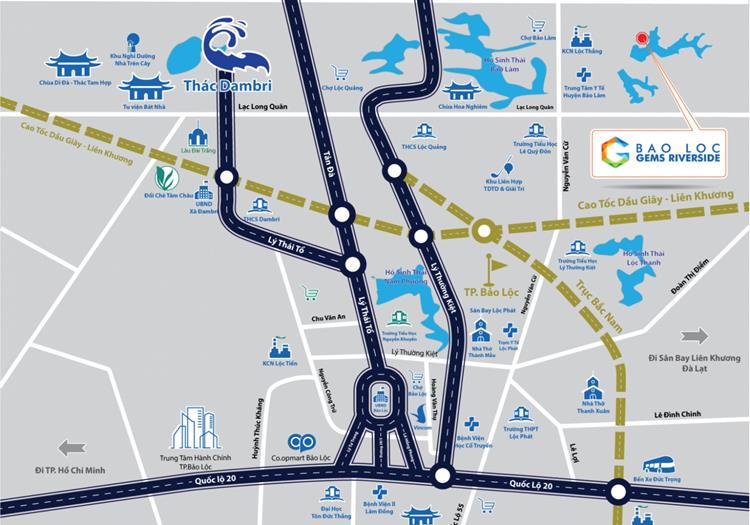 Vị trí rất tiềm năng sinh lời cao của dự án Bảo Lộc Gems Riverside