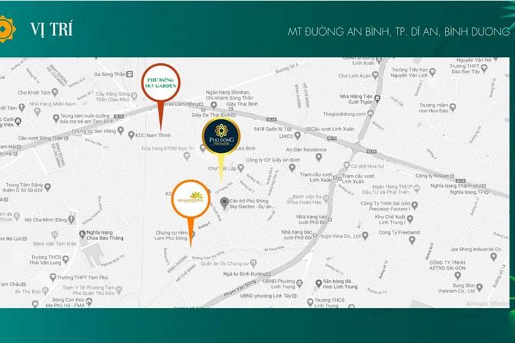 Vị trí dự án căn hộ Phú Đông Sky Garden Bình Dương