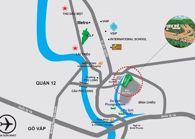 Vị trí dự án đất nền Khu dân cư Vĩnh Phú 2
