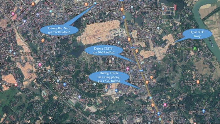 Vị trí tiềm năng của dự án đất nền Kosy City Beat Thái Nguyên