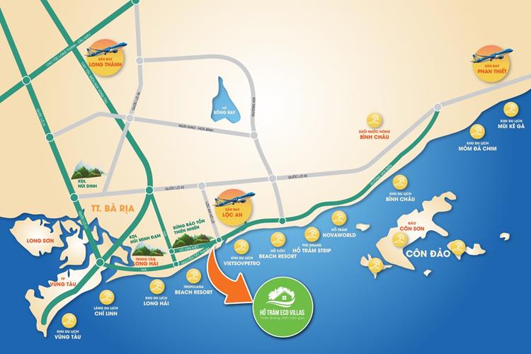 Vị trí dự án Hồ Tràm Eco Villas