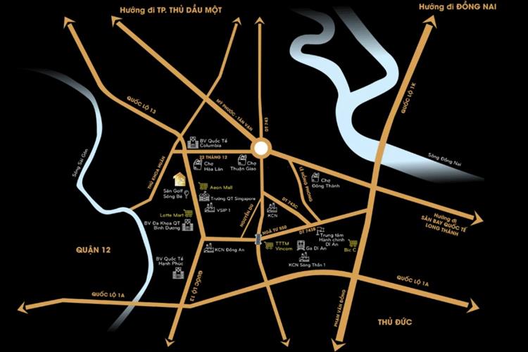 Vị trí khu căn hộ Tecco Luxury Thuận An
