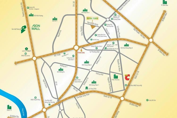 Vị trí khu nhà phố Royal Town 