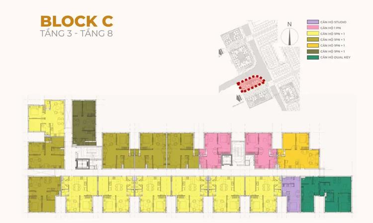 Mặt bằng tầng 3-8 Block C