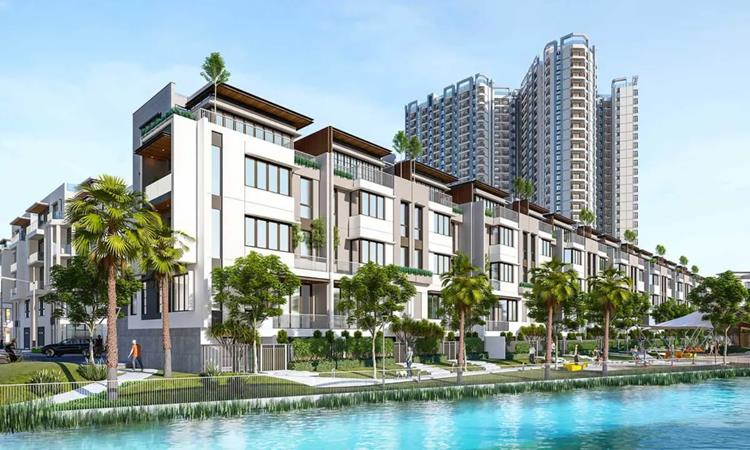 Hồ cảnh quan dọc khu nhà phố