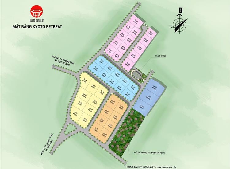 Mặt bằng tổng thể biệt thự Kyoto Retreat Bảo Lộc