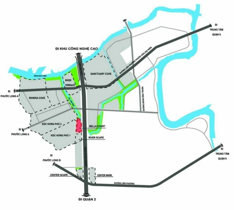 Vị trí khu căn hộ Bella Court Quận 9