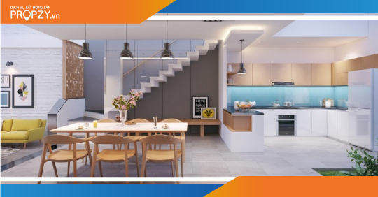 Cách thiết kế phòng khách liên thông nhà bếp tiện dụng