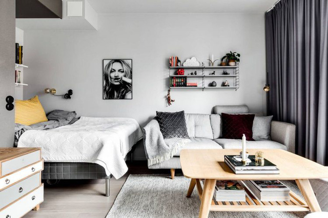 photo-12-15201409069151153347052 Vì diện tích nhỏ chỉ 30m3 nên gia chủ căn hộ này đã lựa chọn các bố trí theo dạng căn hộ studio với tất cả không gian chức năng đều mở, thông thoáng.