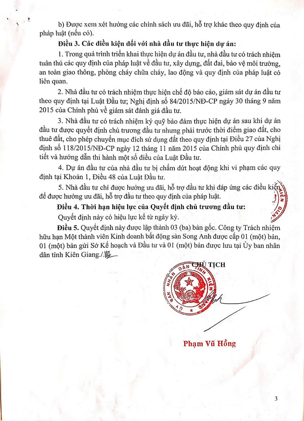 Quyết định chủ trương đầu tư đối với Công ty bđs Song Anh ảnh 3