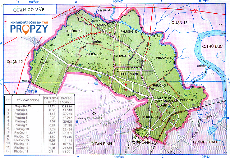 bản đồ các phường quận Gò Vấp