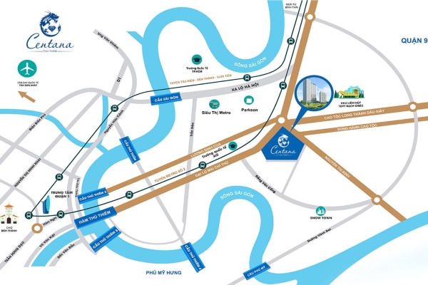 Vị trí đắc địa của căn hộ chung cư quận 2 Centana Thủ Thiêm