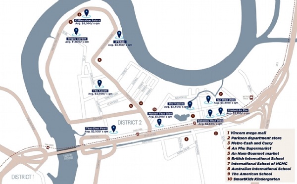 Thảo Điền nằm ngay vị trí trung tâm được thiên nhiên ưu ái