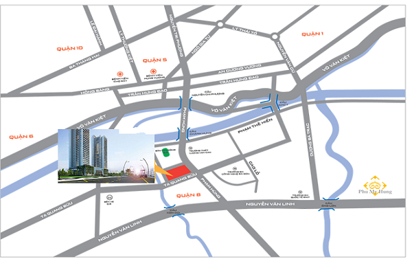 vi tri du an can ho central premium quan 8